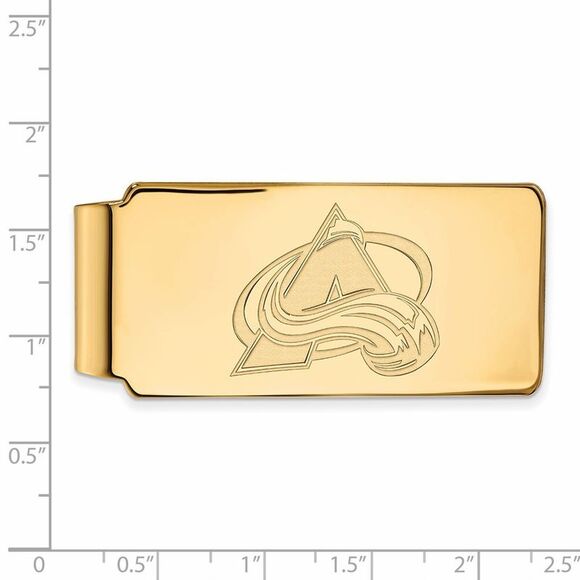 SS 14k Yellow Gold Plated NHL Colorado Avalanche Money Clip - Picture 2 of 3